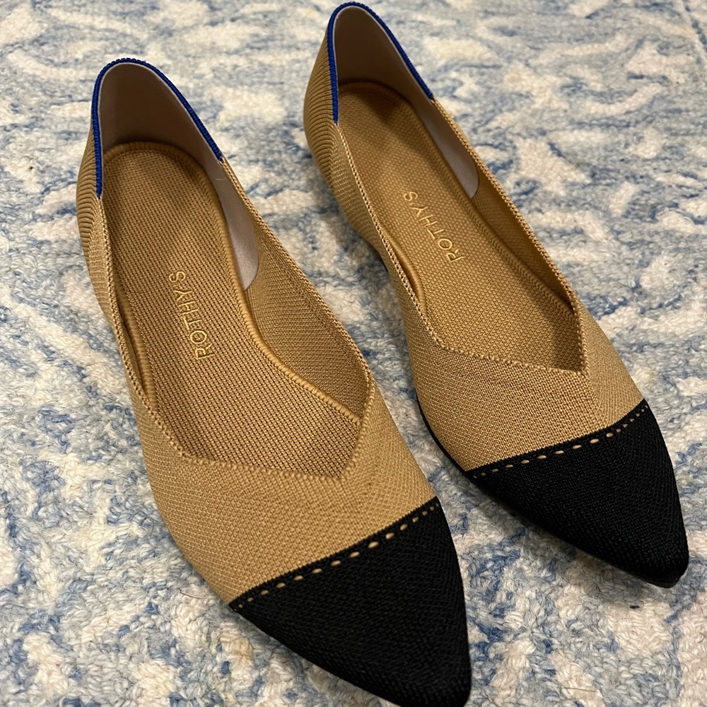 Rothy’s Camel Brown Tan Captoe The Point Ballet Flats 10.5